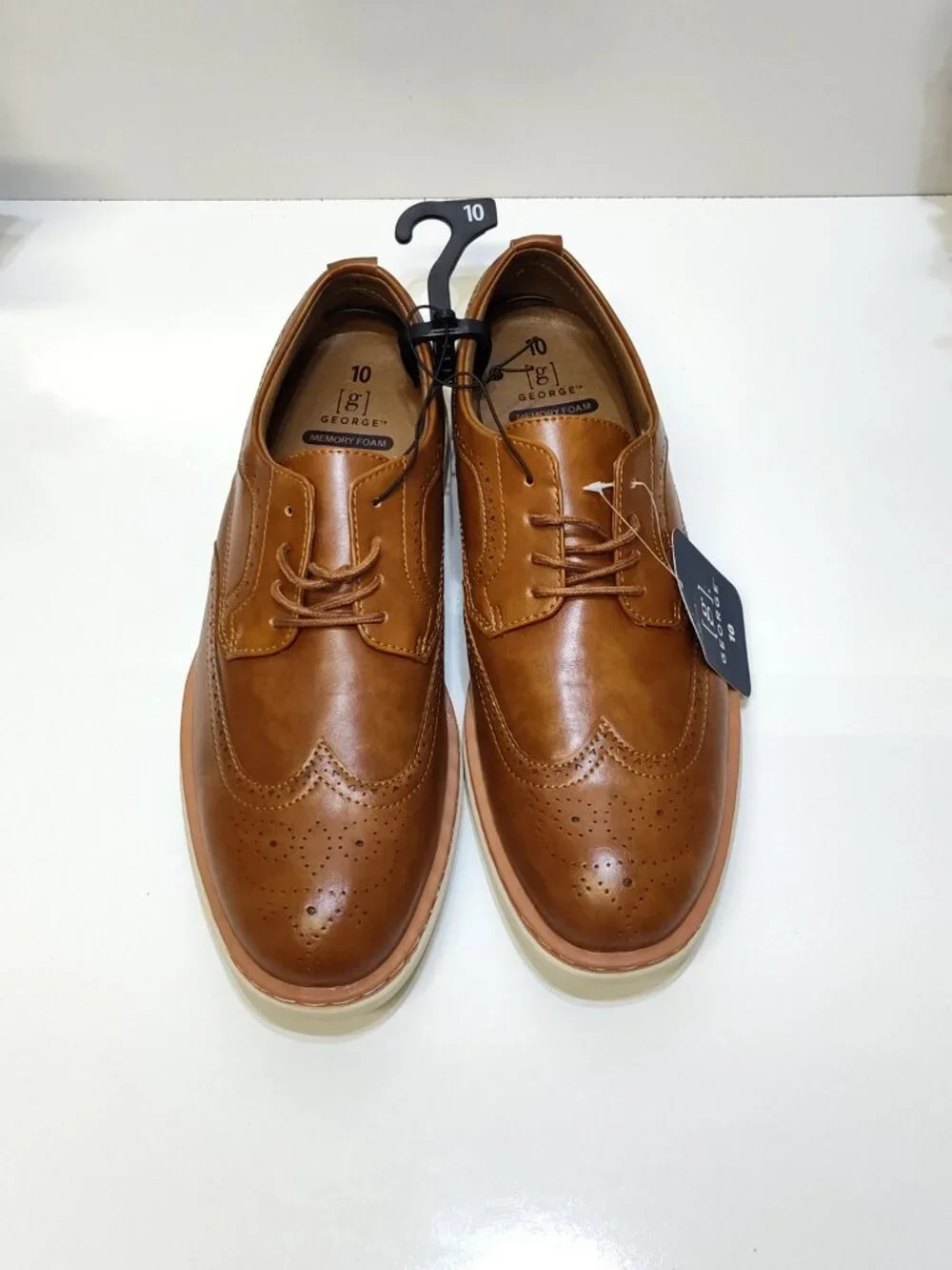 George Mens Jonah Oxford Shoes Brown Size 10 Memory Foam Comfort Sole Casual